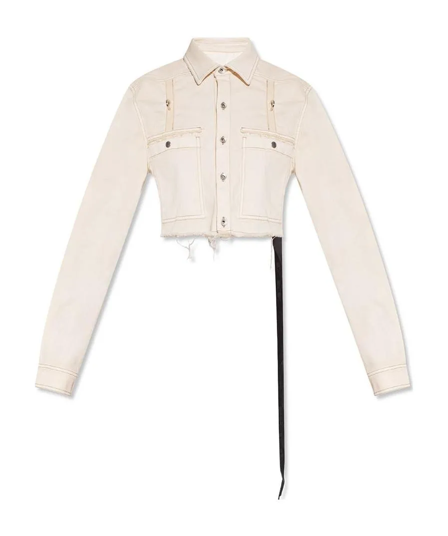 Rick Owens Drkshdw Frayed Detailed Denim Jacket