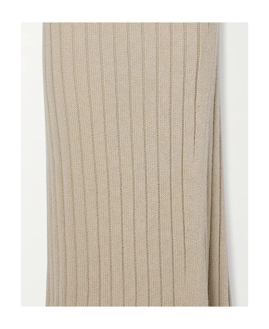 Asymmetrical Ribbed Cashmere Mid-Length Skirt