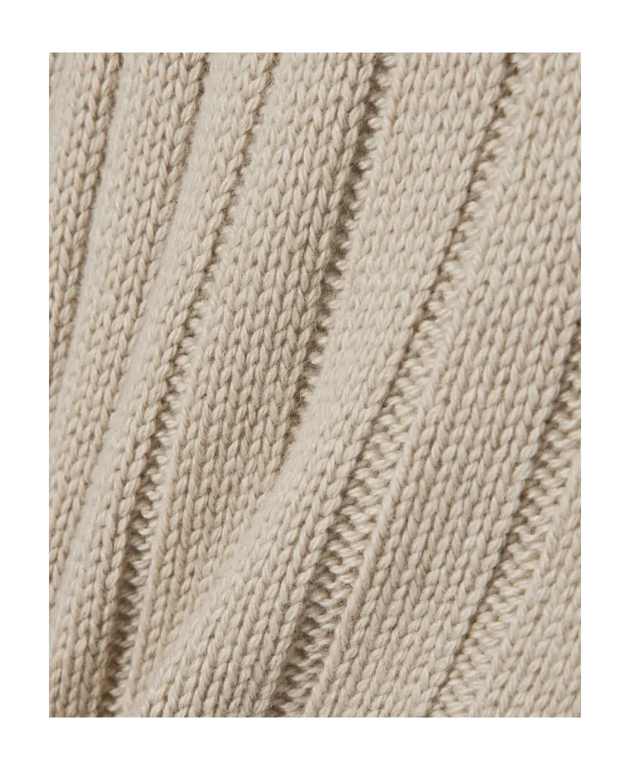 Asymmetrical Ribbed Cashmere Mid-Length Skirt