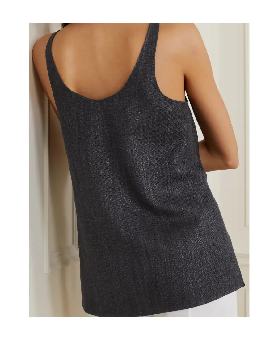 Logo Leather Trim Tank Vest
