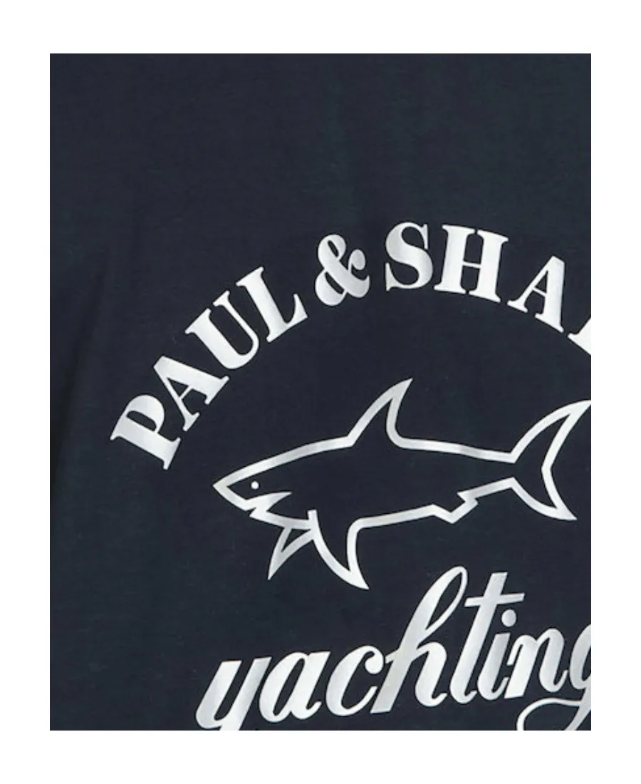Navy Blue Round Collar Short-Sleeved T-Shirt