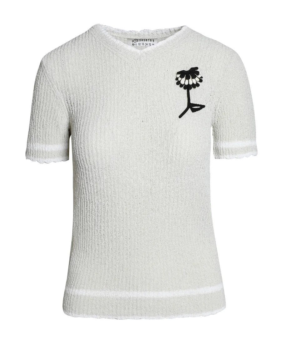 Maison Margiela Flower Detailed Knitted Top