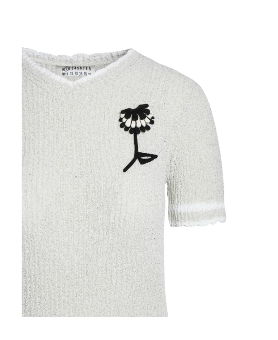 Maison Margiela Flower Detailed Knitted Top