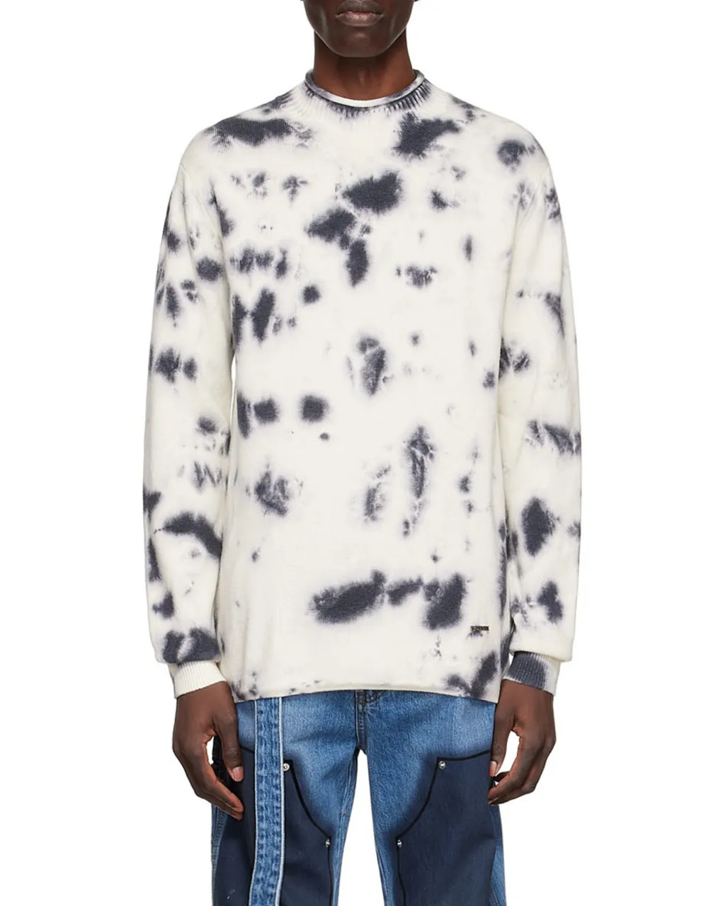 Tie-Dyed Round-Neck Knitted Pullover