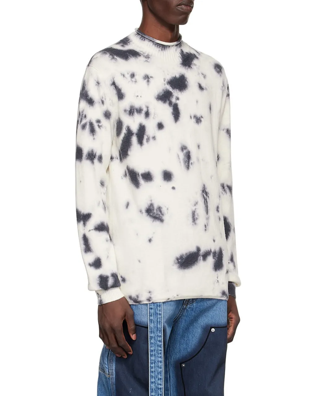Tie-Dyed Round-Neck Knitted Pullover