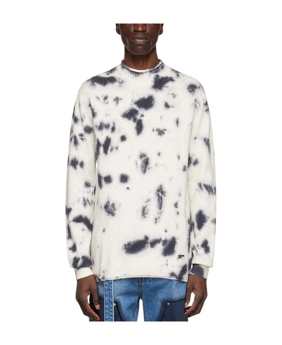 Tie-Dyed Round-Neck Knitted Pullover