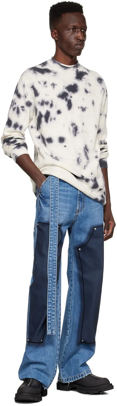 Tie-Dyed Round-Neck Knitted Pullover
