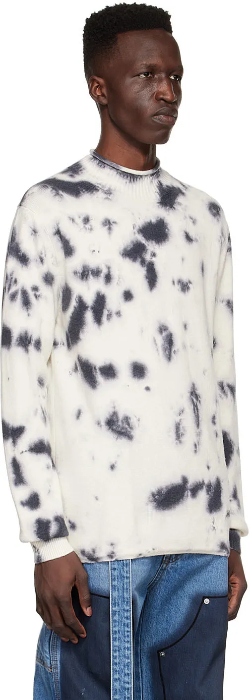 Tie-Dyed Round-Neck Knitted Pullover