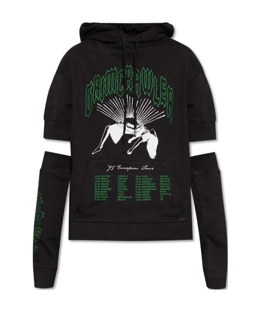 Raf Simons Grimrawler-Printed Attached Sleeve Hoodie