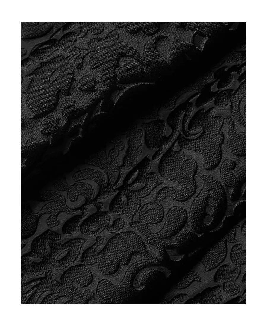 Black Ruffled Jacquard Mid-Length Tube Top Dress