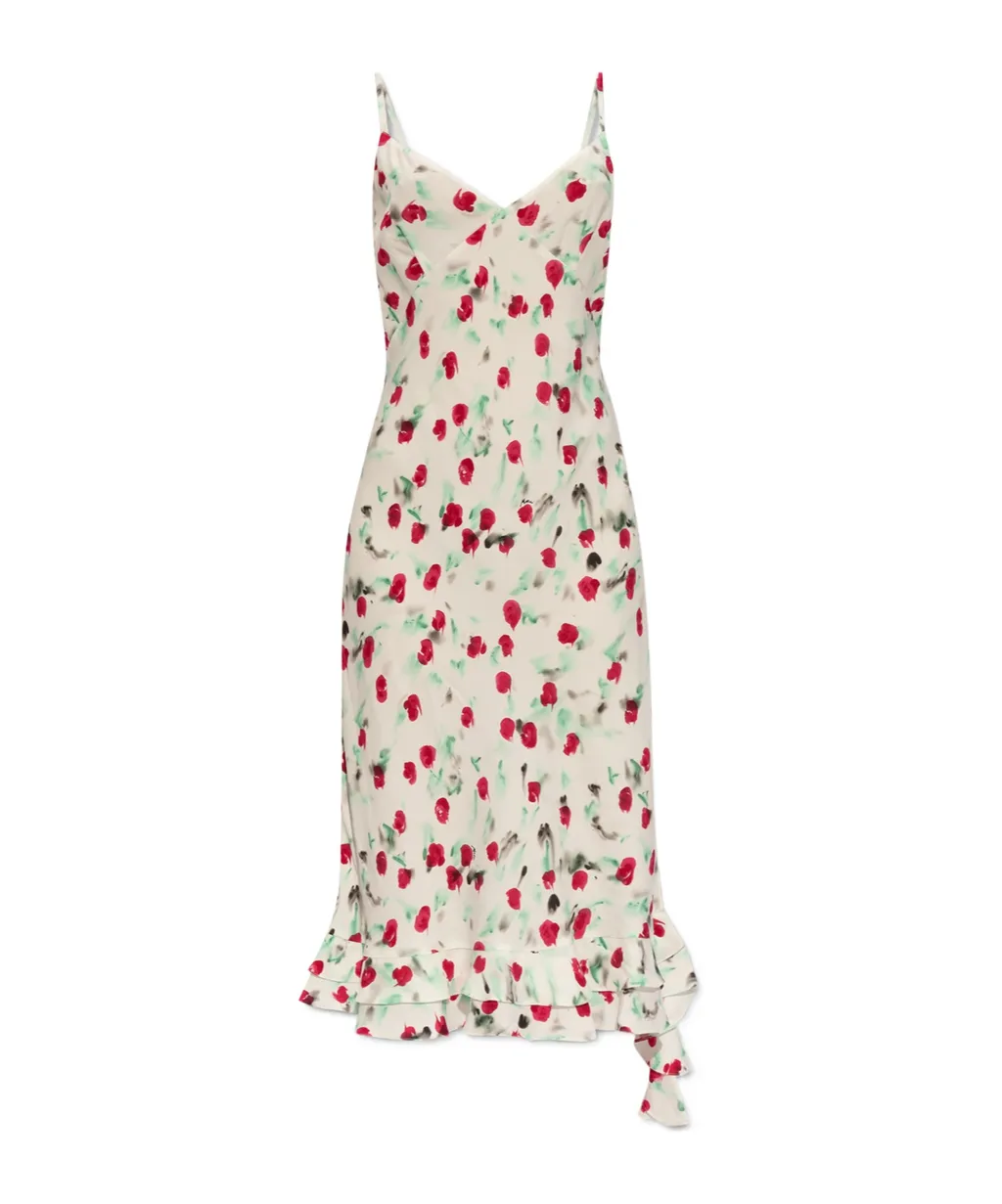 Marni Reverie Floral Printed Spaghetti Straps Midi Dress