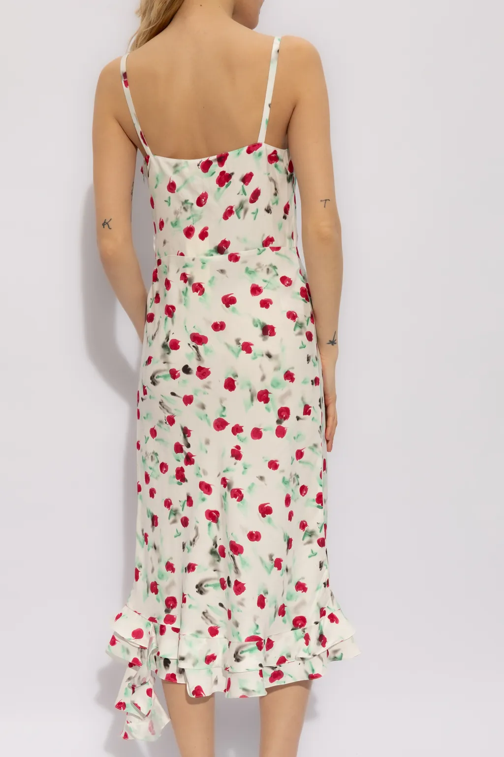 Marni Reverie Floral Printed Spaghetti Straps Midi Dress