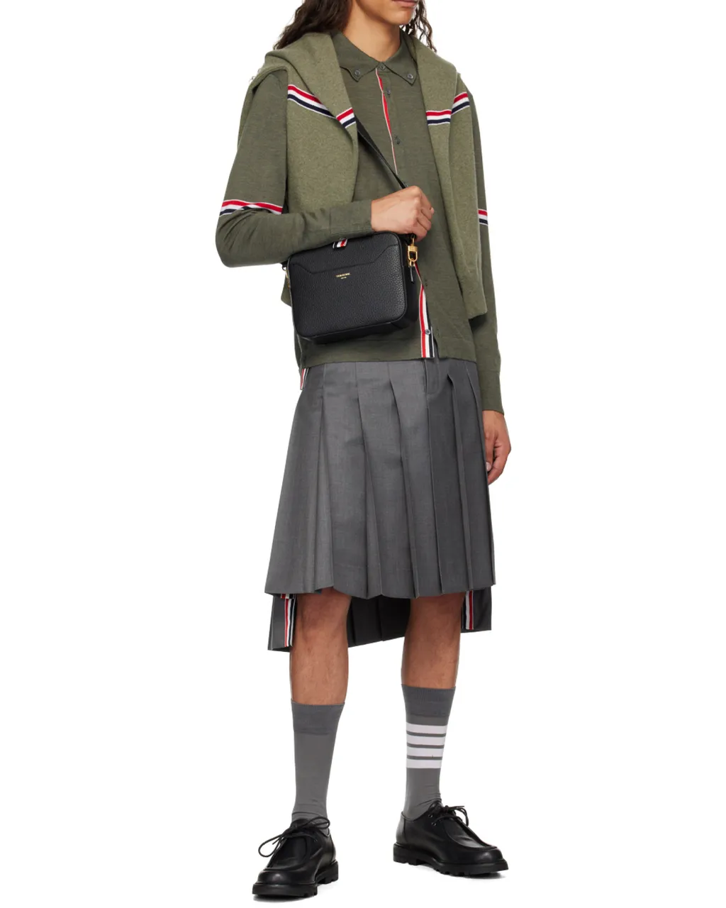 Thom Browne Rwb Stripe Buttoned Cardigan