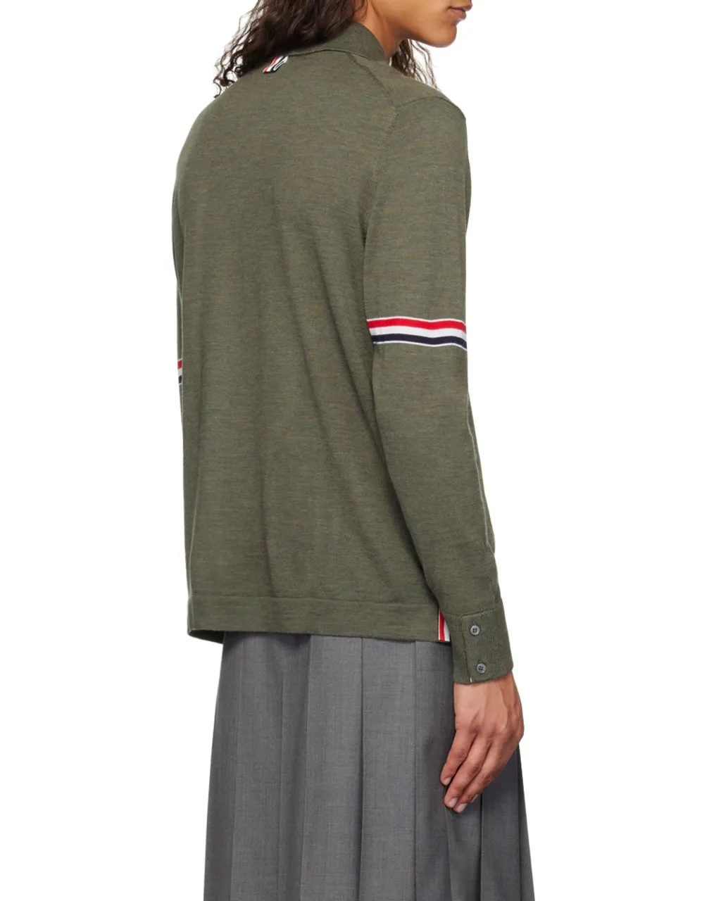 Thom Browne Rwb Stripe Buttoned Cardigan
