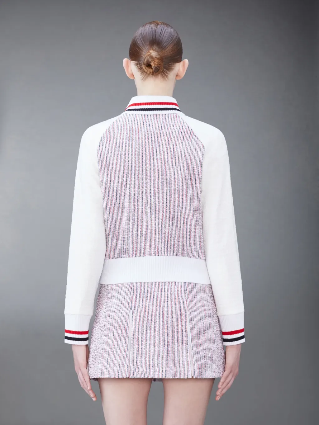 Thom Browne Rwb Striped Tweed Bomber Jacket