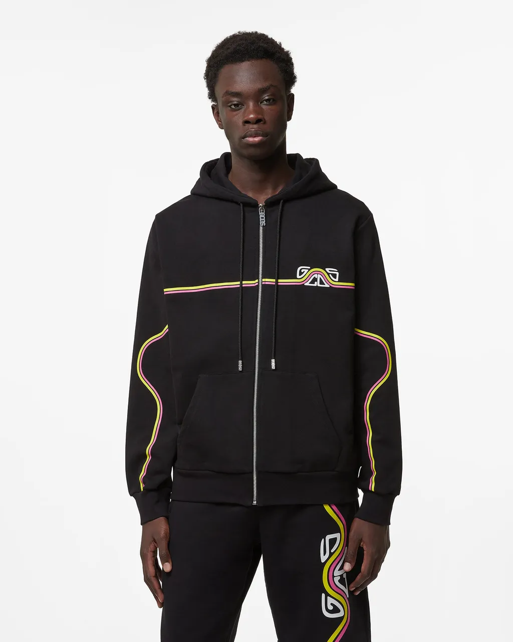 Waved Logo Zip-Up Hoodie