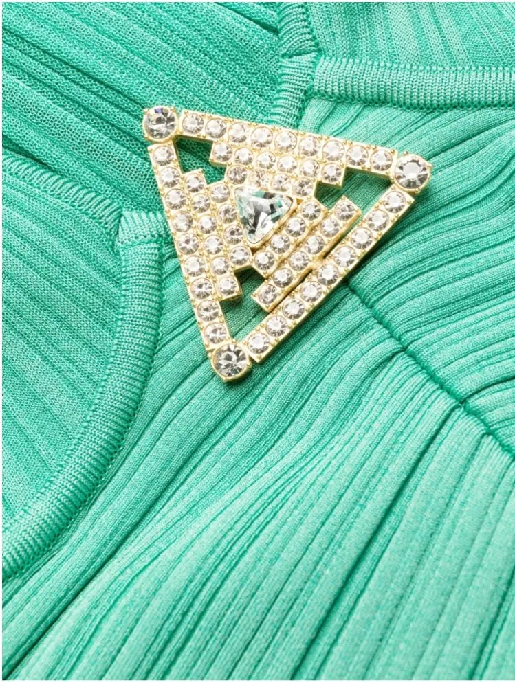 Embellished Pleated Halterneck Gown