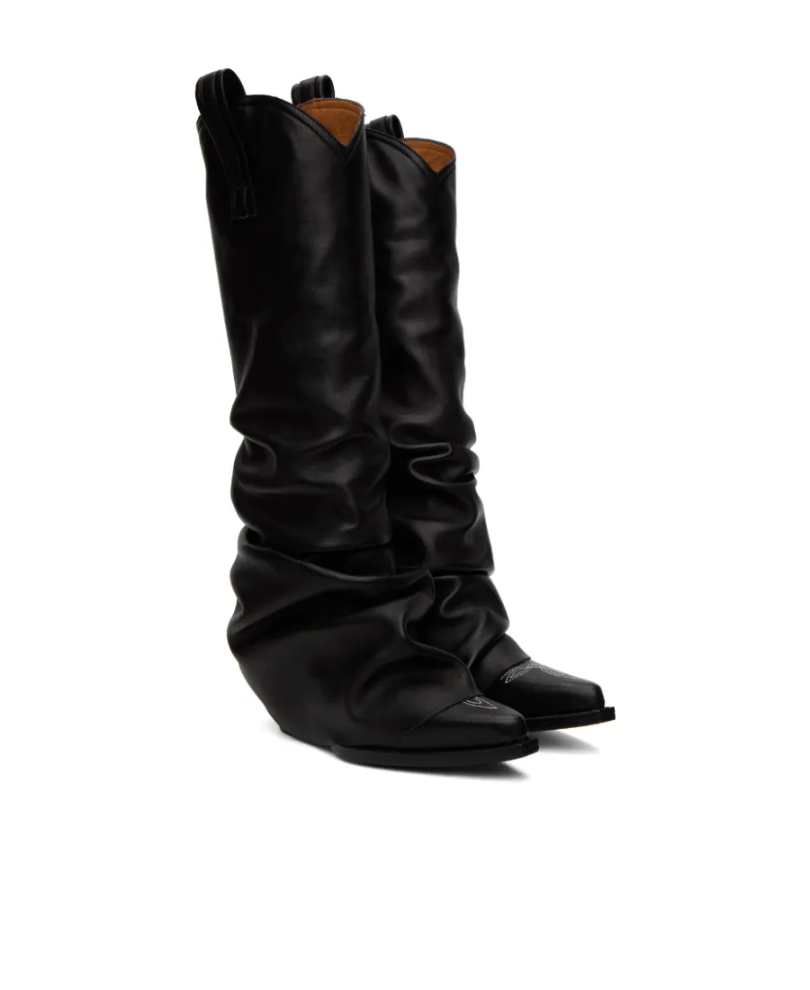 R13 Xx Knee Hgh Westrn Draped Boot
