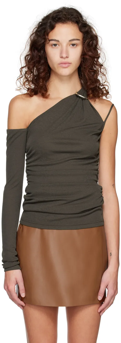 Draped Neckline Jersey Wrap Top