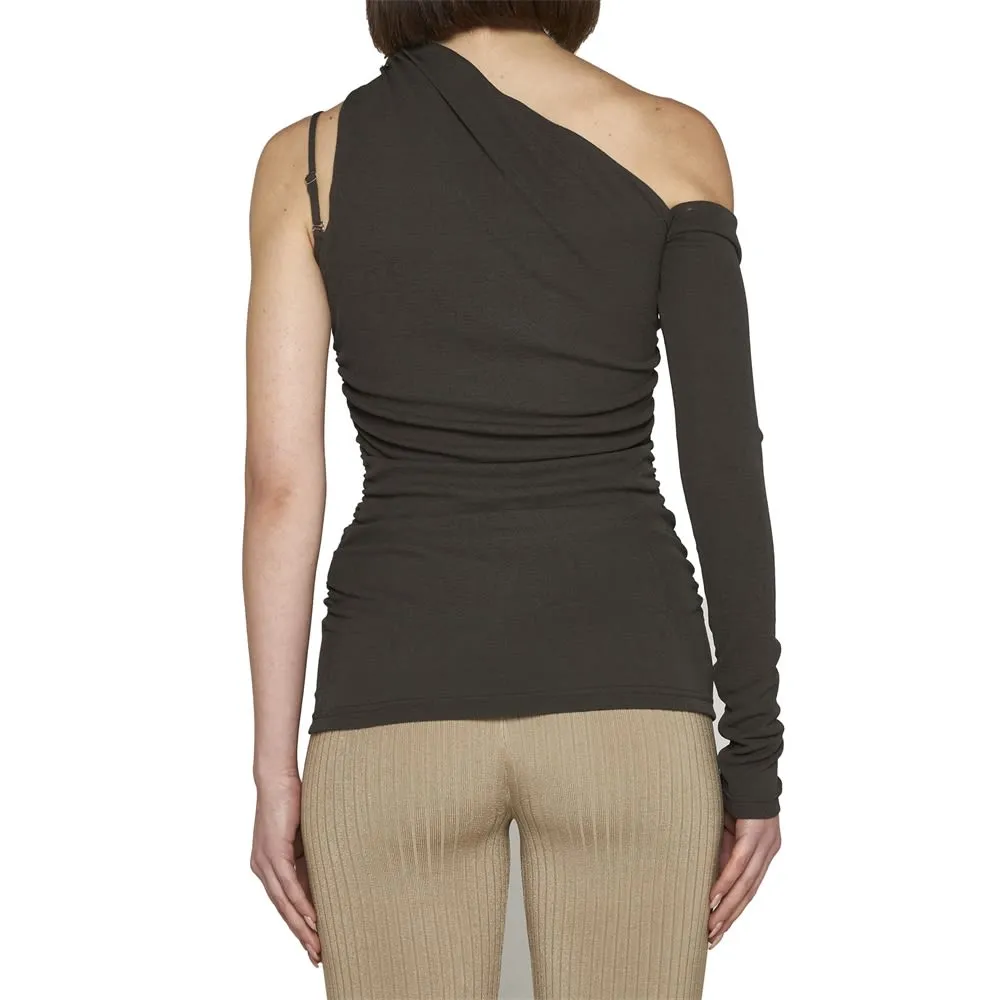 Draped Neckline Jersey Wrap Top