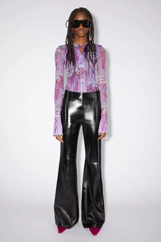 Lambskin Wide-Leg Trousers