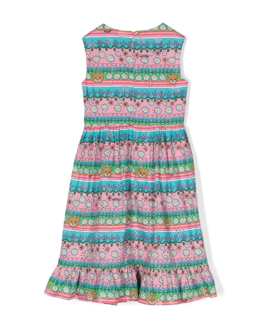 Moschino Kids Logo-Printed Round-Neck Sleeveless Dress