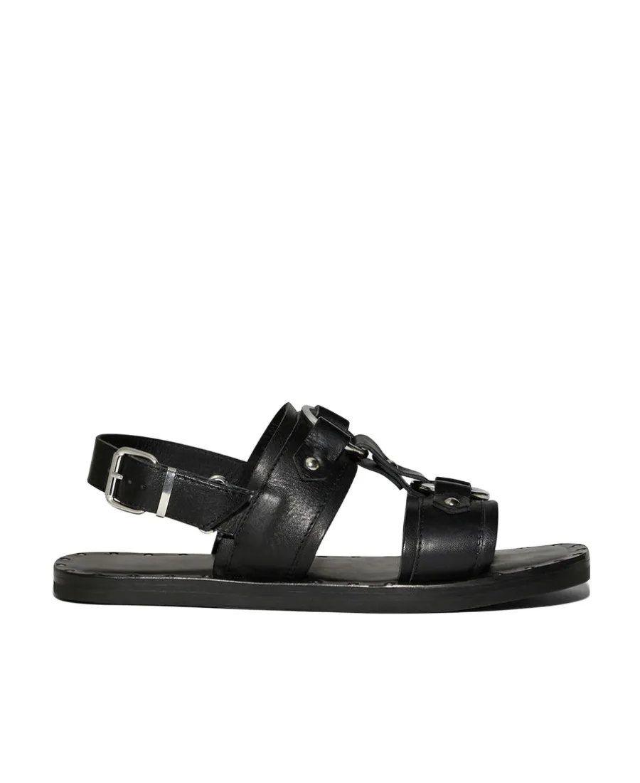 Stud-Detail Calf-Leather Sandals