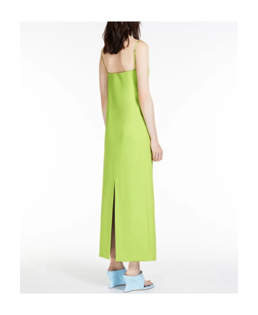 Asymmetric-Neck Stretch-Cotton Maxi Dress