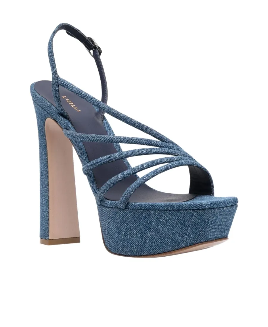 Denim Sandals With Thick Soles And High Heels