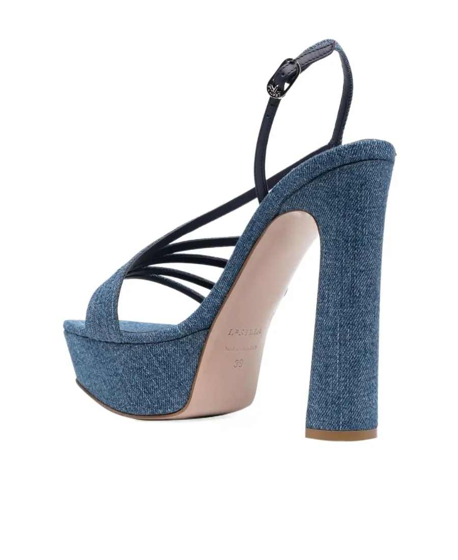 Denim Sandals With Thick Soles And High Heels