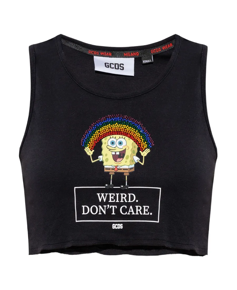 Graphic-Print Cropped Vest