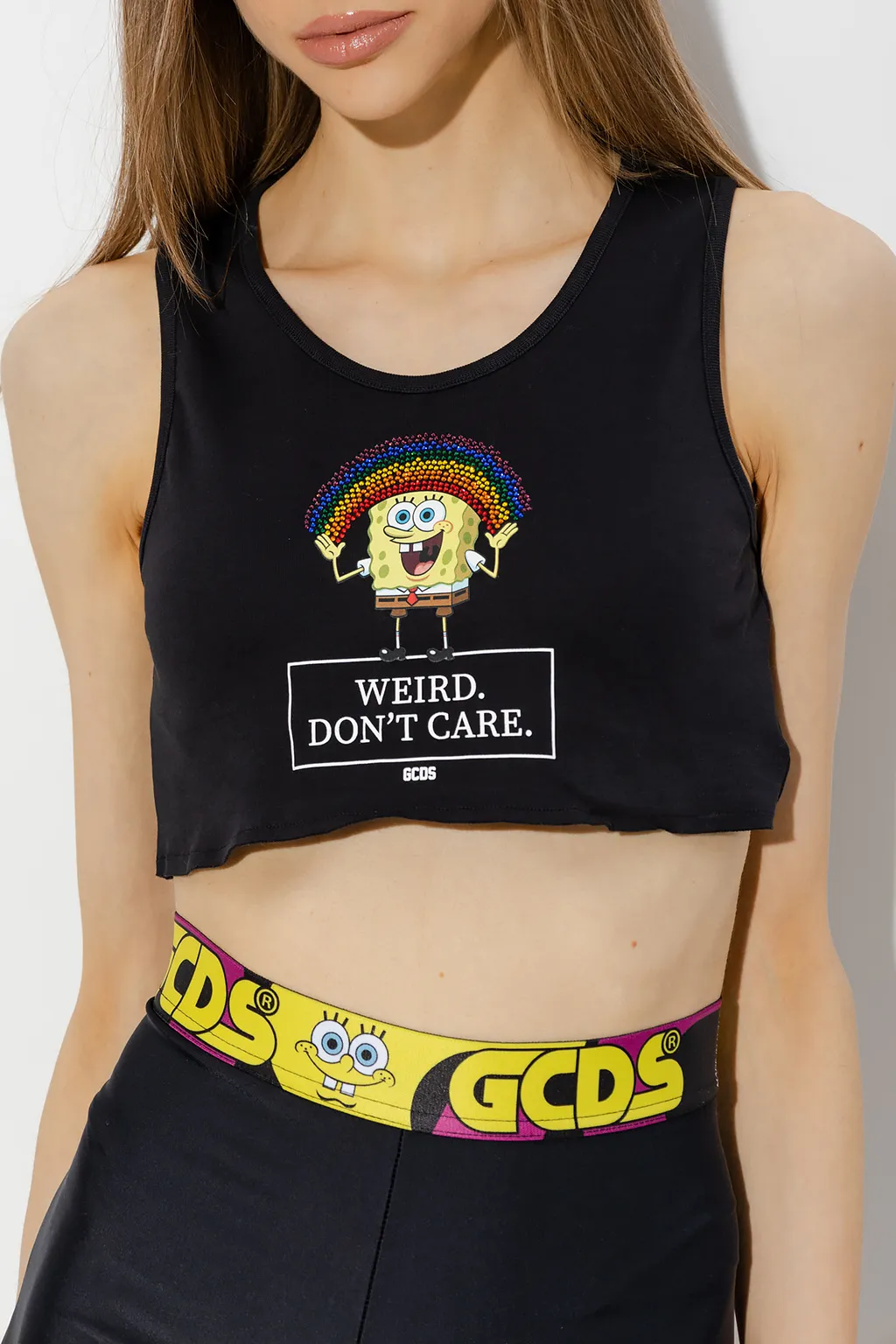 Graphic-Print Cropped Vest