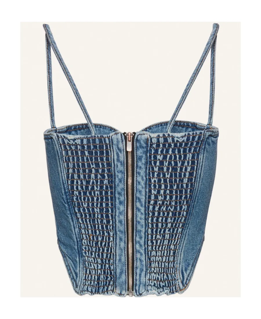 Magda Butrym Double Stitched Denim Corset Top