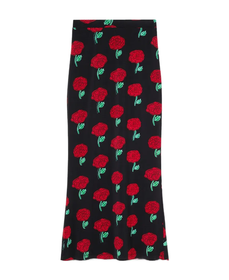 High-Waisted Floral-Print Skirt