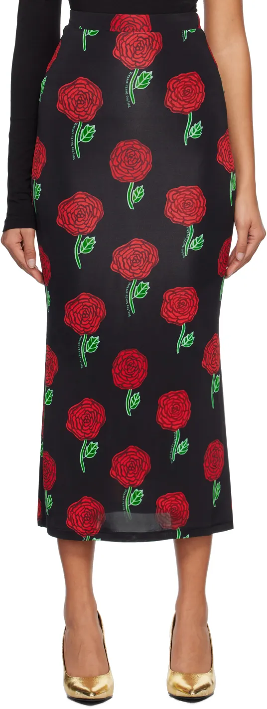 High-Waisted Floral-Print Skirt