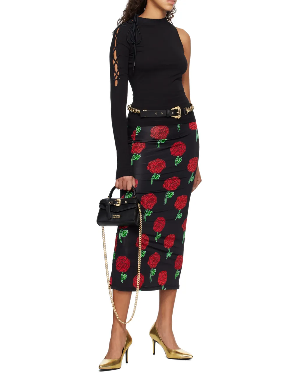 High-Waisted Floral-Print Skirt