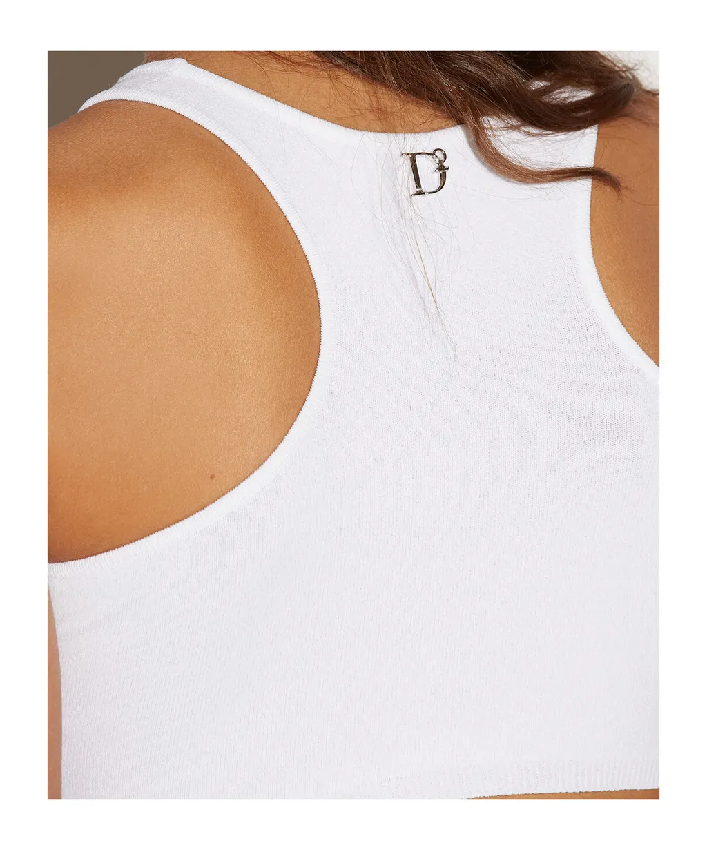 Dsquared2 Cut-Out Crewneck Sleeveless Cropped Top
