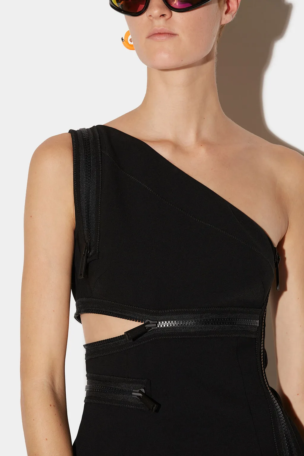 Dsquared2 One-Shoulder Zip-Detailed Sleeveless Mini Dress