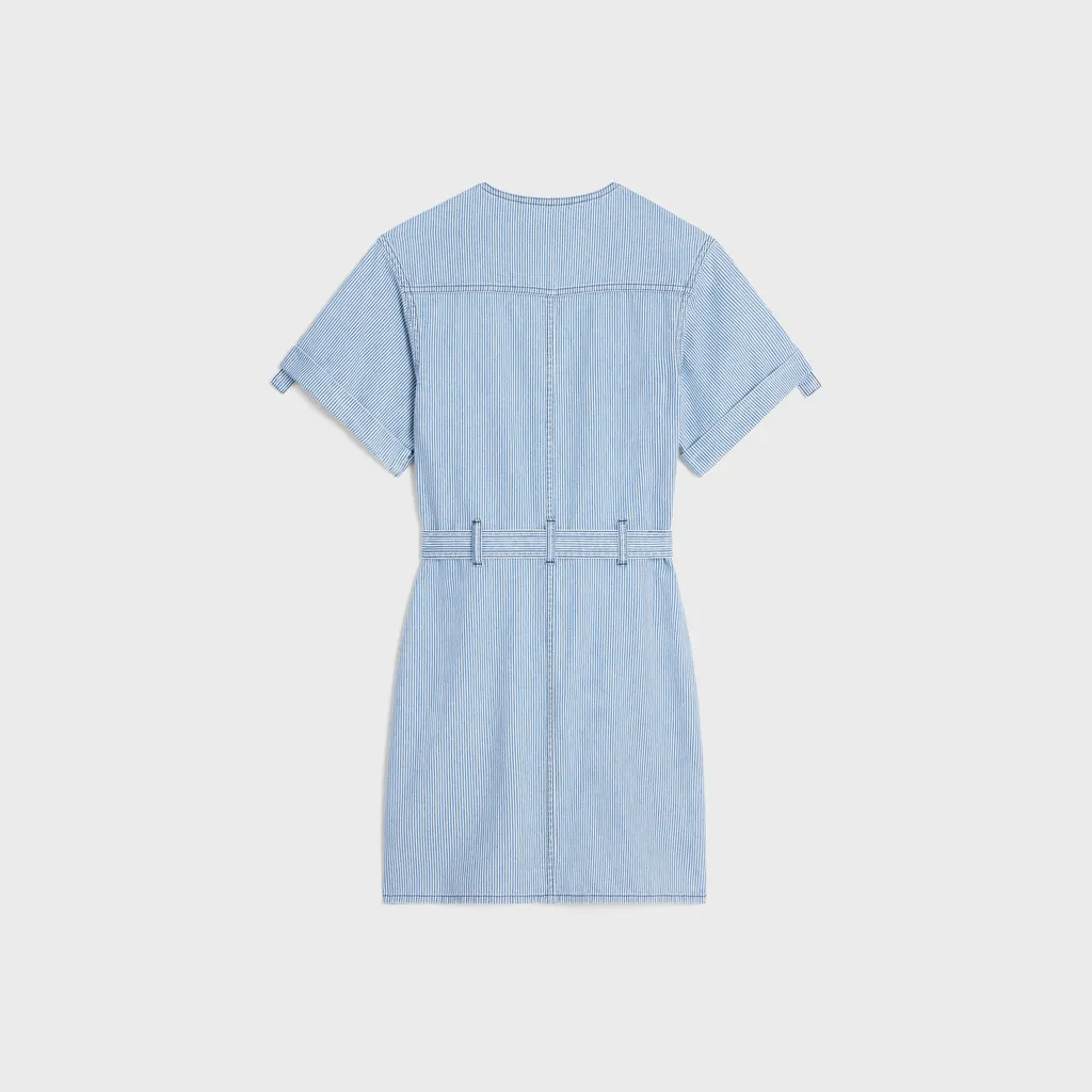 Mini Military Dress In Cotton Hickory