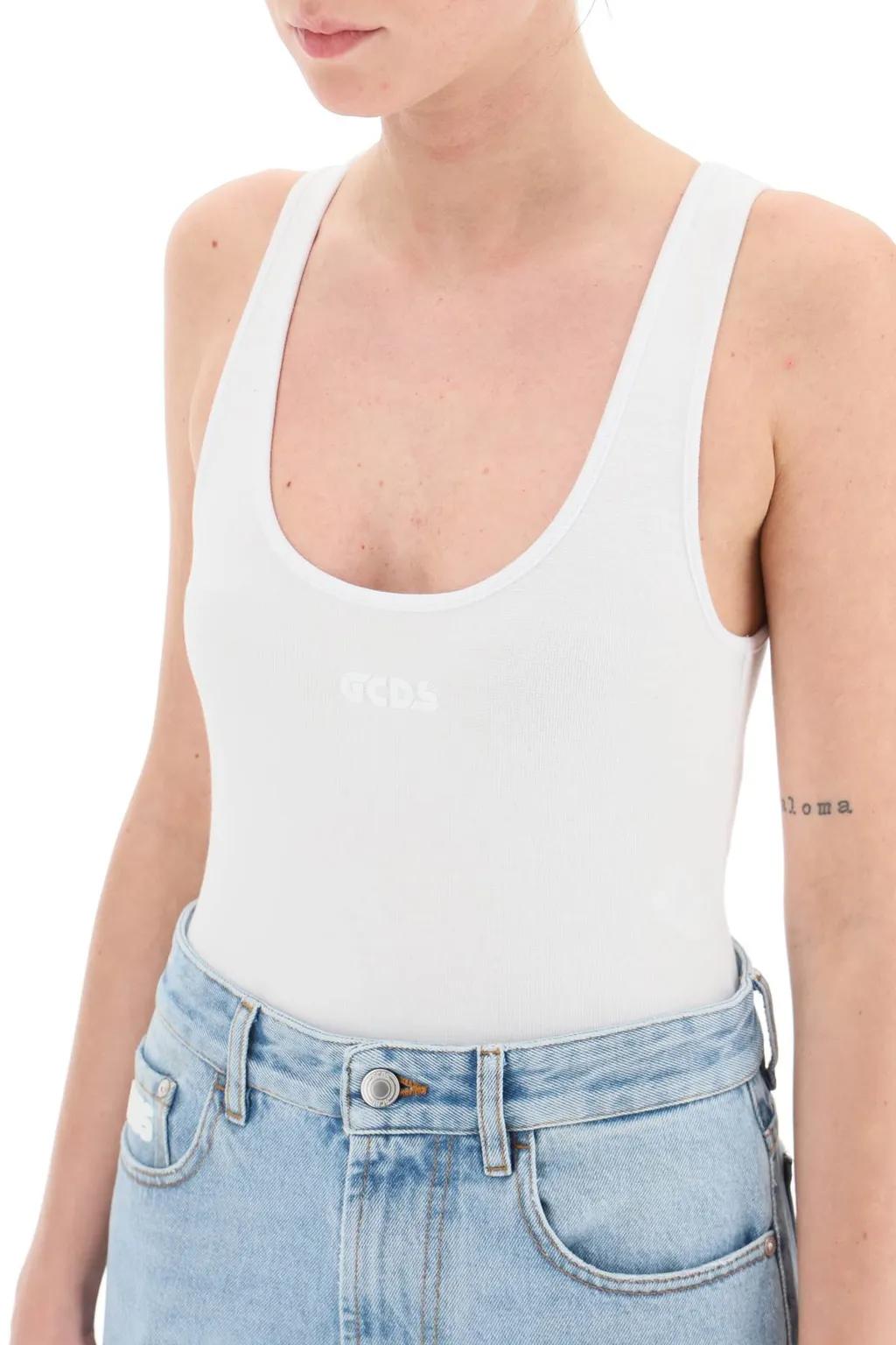 Logo-Print Sleeveless Bodysuit