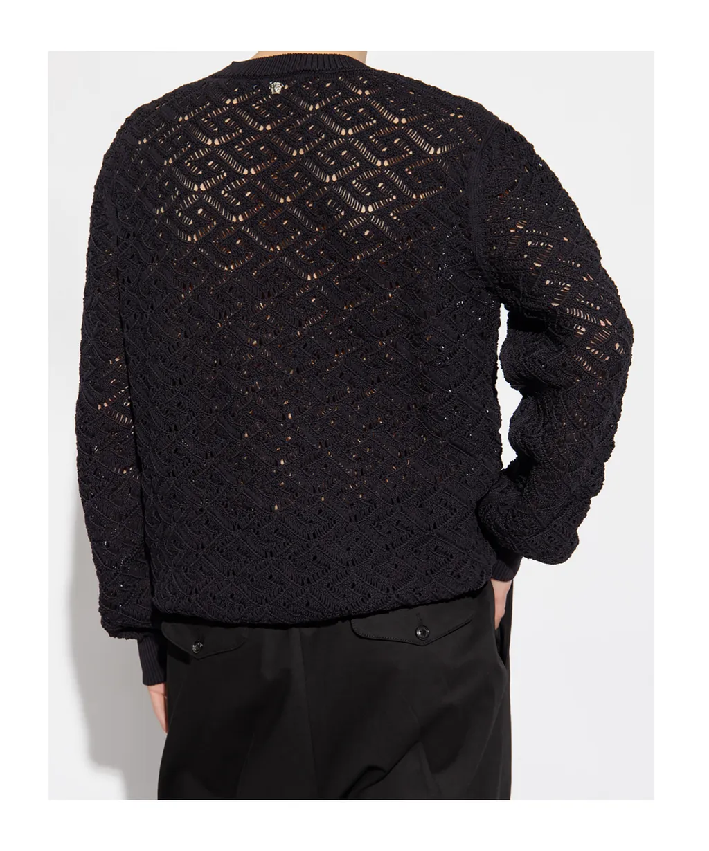 Crew-Neck Open-Knit Sweater