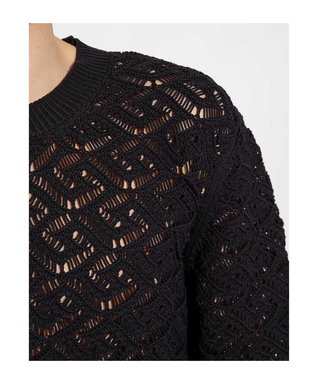 Crew-Neck Open-Knit Sweater