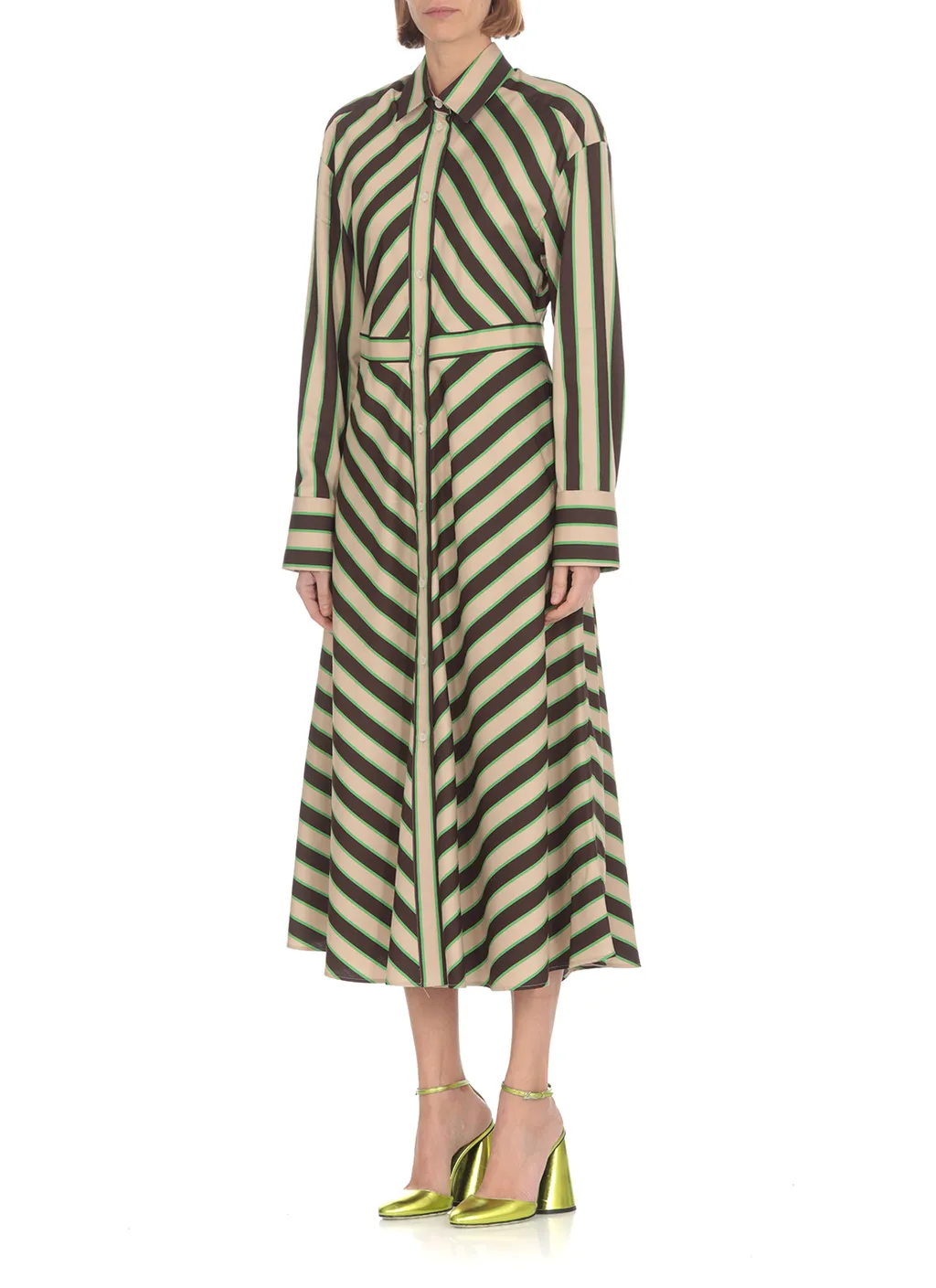 Striped Long-Sleeve Shirt Dress