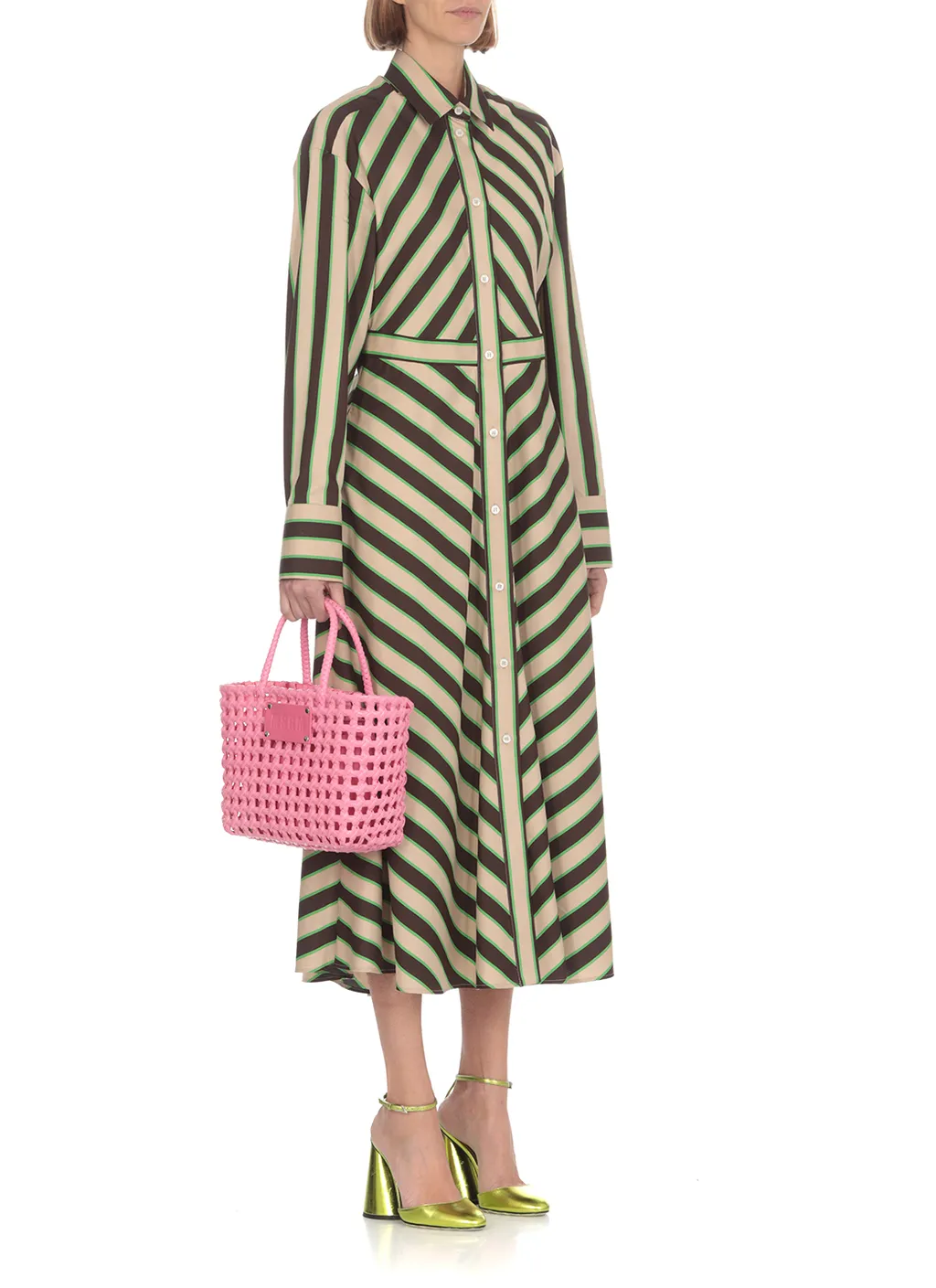 Striped Long-Sleeve Shirt Dress