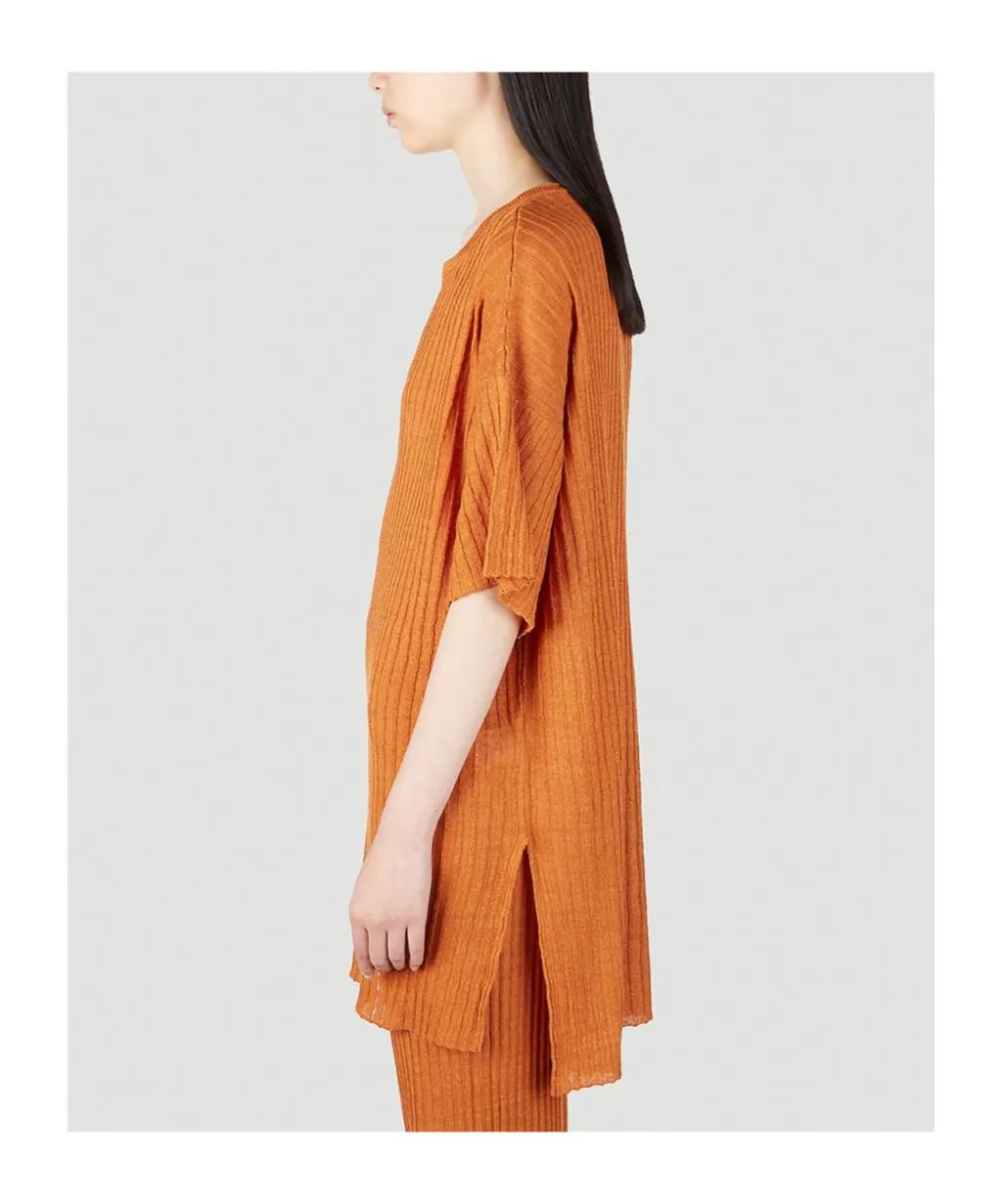 Short-Sleeved Ribbed Sweater