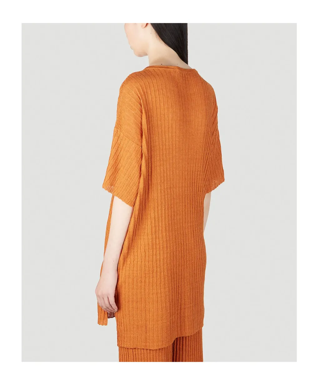 Short-Sleeved Ribbed Sweater