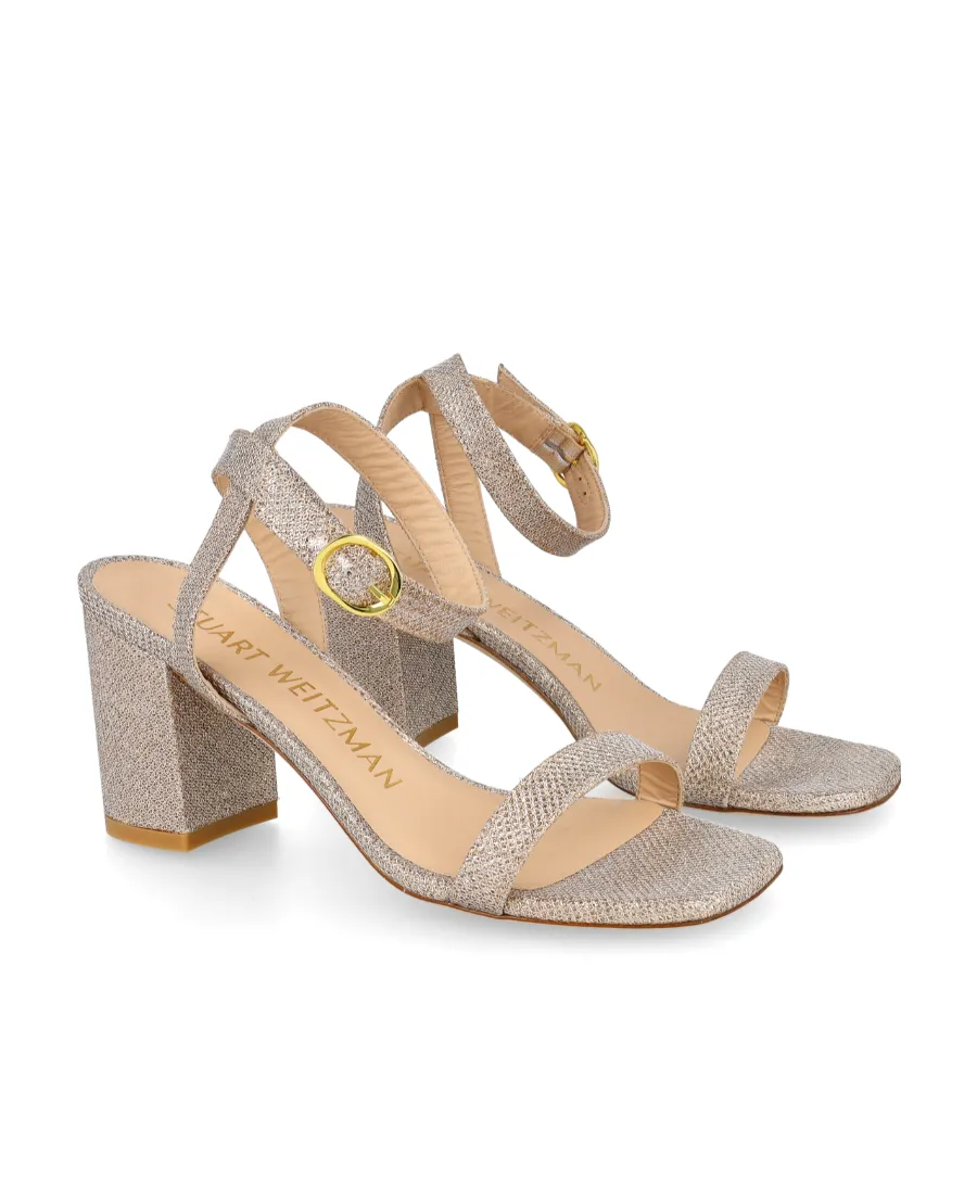 Stuart Weitzman Glitter-Detailed Ankle Strap Sandals