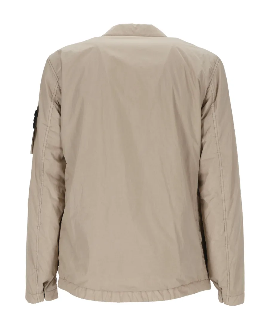 Stone Island Logo Patch Button-Up Overshirt Jacket