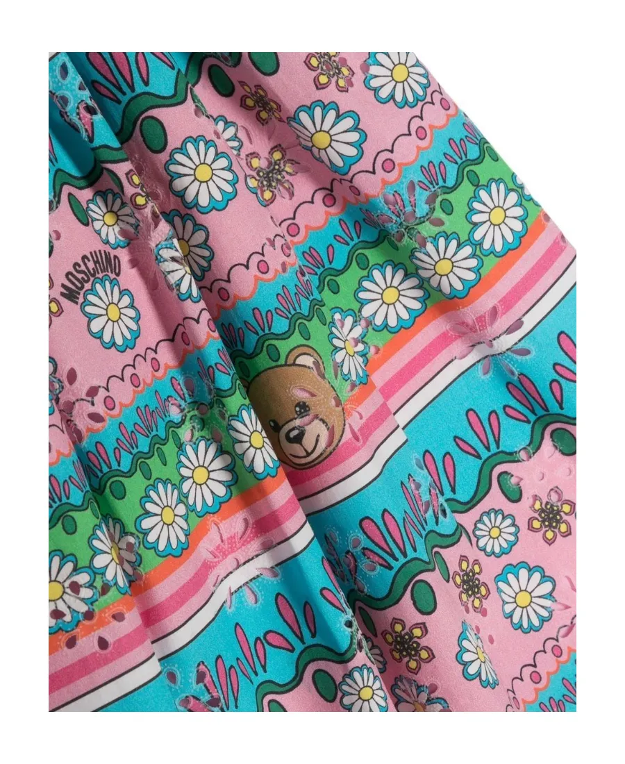 Moschino Kids Teddy Bear-Printed High Waist Flared Skirt