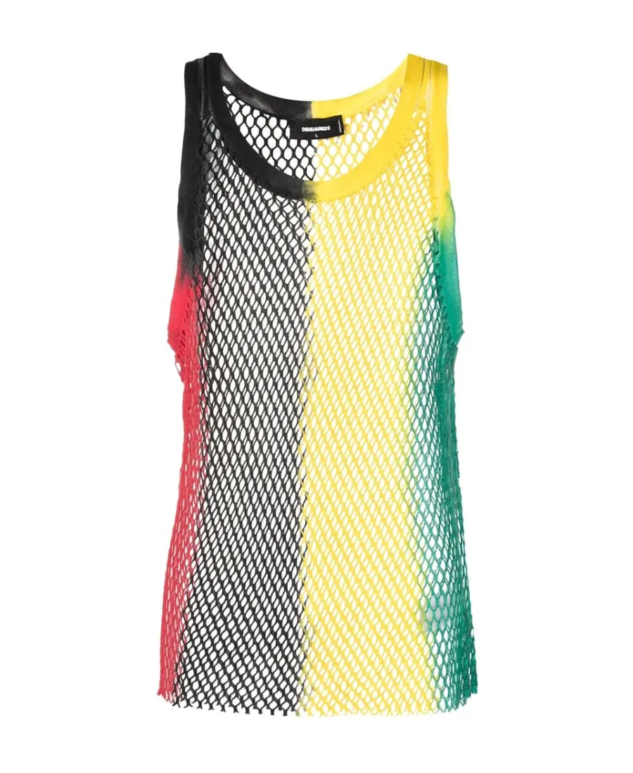 Colour-Block Mesh Tank Top